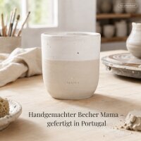 Mama Kaffeebecher 320ml Beige Creme - Steingutbecher handgefertigt