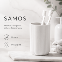Zahnputzbecher Samos 7,5 x 11,7 cm - Weiß