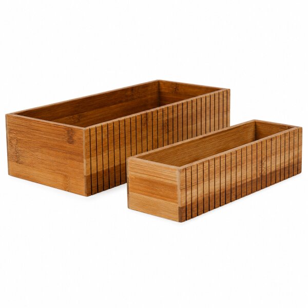 Aufbewahrungsbox Küche Bambus 2tlg Braun Karamell Küchenboxen Set