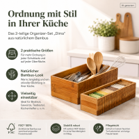 Küchen Organizer Set aus Bambus 2tlg Natur honigbraun Regalbox Küche