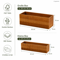 Küchen Organizer Set aus Bambus 2tlg Natur honigbraun Regalbox Küche