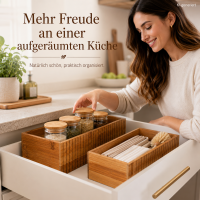 Küchen Organizer Set aus Bambus 2tlg Natur honigbraun Regalbox Küche