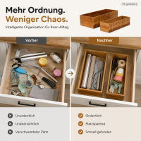 Küchen Organizer Set aus Bambus 2tlg Natur honigbraun Regalbox Küche