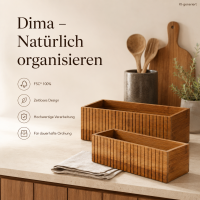 Küchen Organizer Set aus Bambus 2tlg Natur honigbraun Regalbox Küche