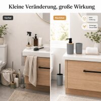 Badset 3-teilig Grau - modernes Badezimmer Set aus Kunststoff Bambus