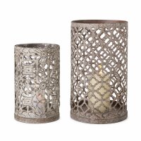 Boltze Windlicht Christina 2er-Set Grau Shabby-Look