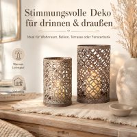 Boltze Windlicht Christina 2er-Set Grau Shabby-Look