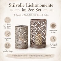 Boltze Windlicht Christina 2er-Set Grau Shabby-Look