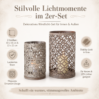Boltze Windlicht Christina 2er-Set Grau Shabby-Look