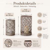 Boltze Windlicht Christina 2er-Set Grau Shabby-Look
