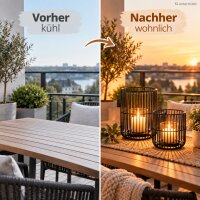 Windlicht schwarz 2er Set 12x14 15x20 matt Metall Glas rund