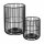 Windlicht schwarz 2er Set 12x14 15x20 matt Metall Glas rund