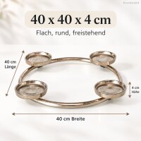 Adventskerzenhalter Silber 40x40x4cm - runder Kerzenhalter Metall