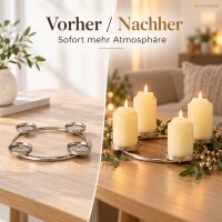 Adventskerzenhalter Silber 40x40x4cm - runder Kerzenhalter Metall