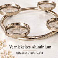 Adventskerzenhalter Silber 40x40x4cm - runder Kerzenhalter Metall