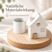Kerzenständer Holz weiß 6,5x10cm Natur Weiß - Hausmotiv Tischleuchter