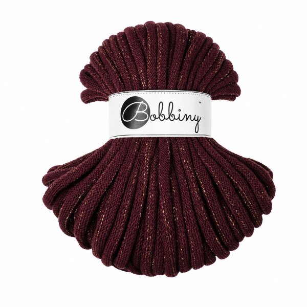 Baumwollkordel 9mm 30m Rot Golden Burgundy - geflochtene Kordel
