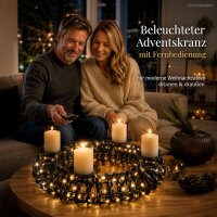 LED Adventskranz schwarz 41x41x11 Metall mit 300 LED Outdoor