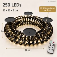 LED Adventskranz schwarz 32x32x9cm Metallkranz warmweiß für outdoor