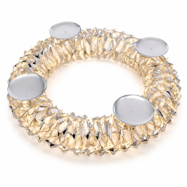 LED Adventskranz outdoor 41x41x11 Silber Silberfarben Metallkranz