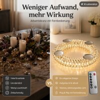 LED Adventskranz outdoor 41x41x11 Silber Silberfarben Metallkranz