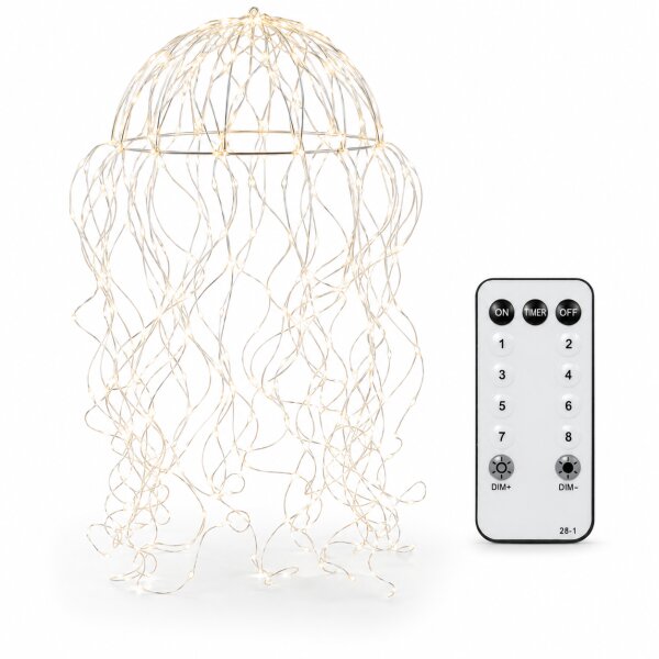 LED Hängedeko 20x20x12cm Goldfarben warmweiß Metall Quallenform