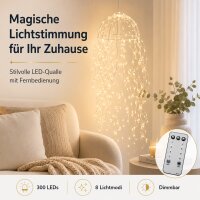 LED Hängedeko 20x20x12cm Goldfarben warmweiß Metall Quallenform