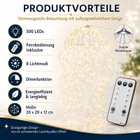 LED Hängedeko 20x20x12cm Goldfarben warmweiß Metall Quallenform