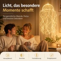 LED Hängedeko 20x20x12cm Goldfarben warmweiß Metall Quallenform