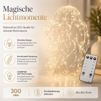 LED Hängedeko 20x20x12cm Goldfarben warmweiß Metall Quallenform