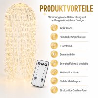 Hängende LED Lichterkette Qualle 45x45cm Weiß - Goldfarben Metall