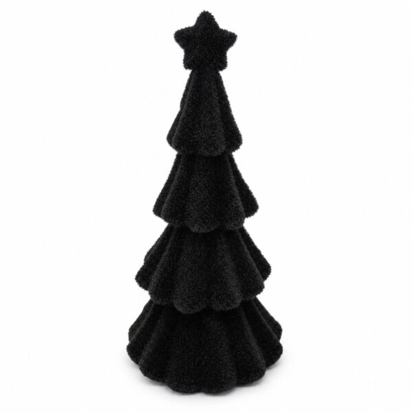 Deko Tanne schwarz 18,5cm - Kunststoff mit Samtoptik Weihnachtsdeko