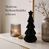 Deko Tanne schwarz 18,5cm - Kunststoff mit Samtoptik Weihnachtsdeko