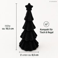 Deko Tanne schwarz 18,5cm - Kunststoff mit Samtoptik Weihnachtsdeko