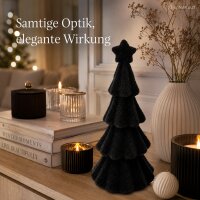 Deko Tanne schwarz 18,5cm - Kunststoff mit Samtoptik Weihnachtsdeko