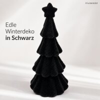 Deko Tanne schwarz 18,5cm - Kunststoff mit Samtoptik Weihnachtsdeko