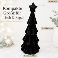 Schwarze Deko Tanne 13x13x30cm - Samt Kunststoffbaum für Weihnachten