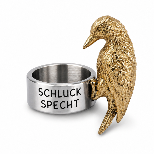 Flaschenring Specht Gold - Schluckspecht
