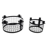 Metallkorbset mit Stabkerzenhaltern - Schwarz