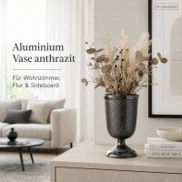 Aluminium Vase 19x19x32cm Schwarz Anthrazit Kelchvase Wohndeko