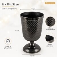 Aluminium Vase 19x19x32cm Schwarz Anthrazit Kelchvase Wohndeko