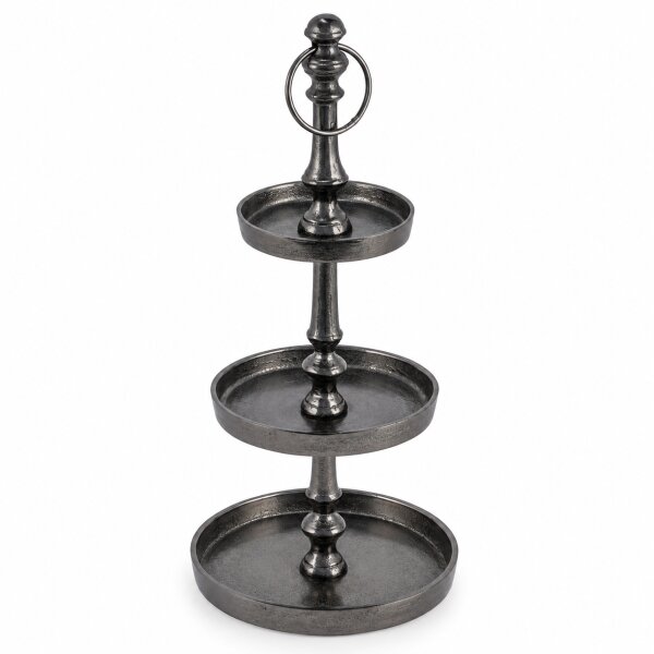Aluminium Etagere 16x16x41cm Schwarz Anthrazit für Deko Gebäck