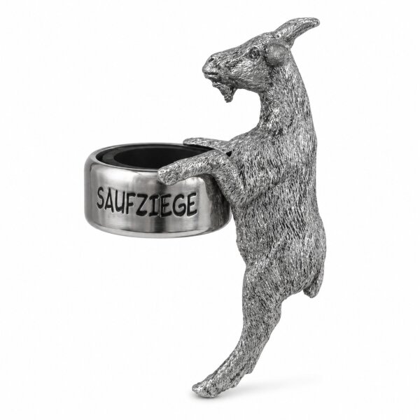 Flaschenring Ziege Silber - Saufziege