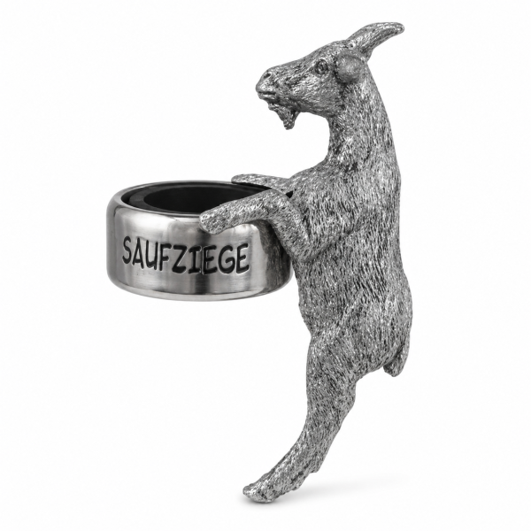 Flaschenring Ziege Silber - Saufziege