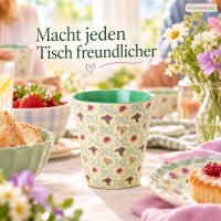 Melamin Becher 250ml Creme Vanille - Blumenbecher mintgrün aus Melamin