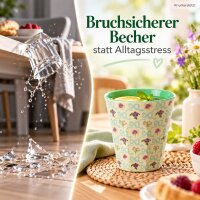 Melamin Becher 250ml Creme Vanille - Blumenbecher mintgrün aus Melamin