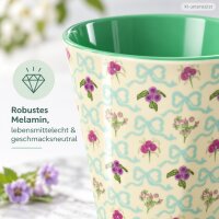 Melamin Becher 250ml Creme Vanille - Blumenbecher mintgrün aus Melamin