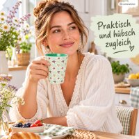 Melamin Becher 250ml Creme Vanille - Blumenbecher mintgrün aus Melamin