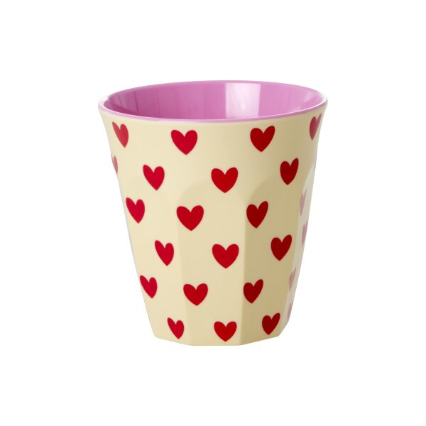 Rice Melamin Becher Medium Herz Print Beige