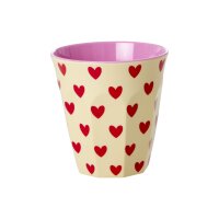 Rice Melamin Becher Medium Herz Print Beige